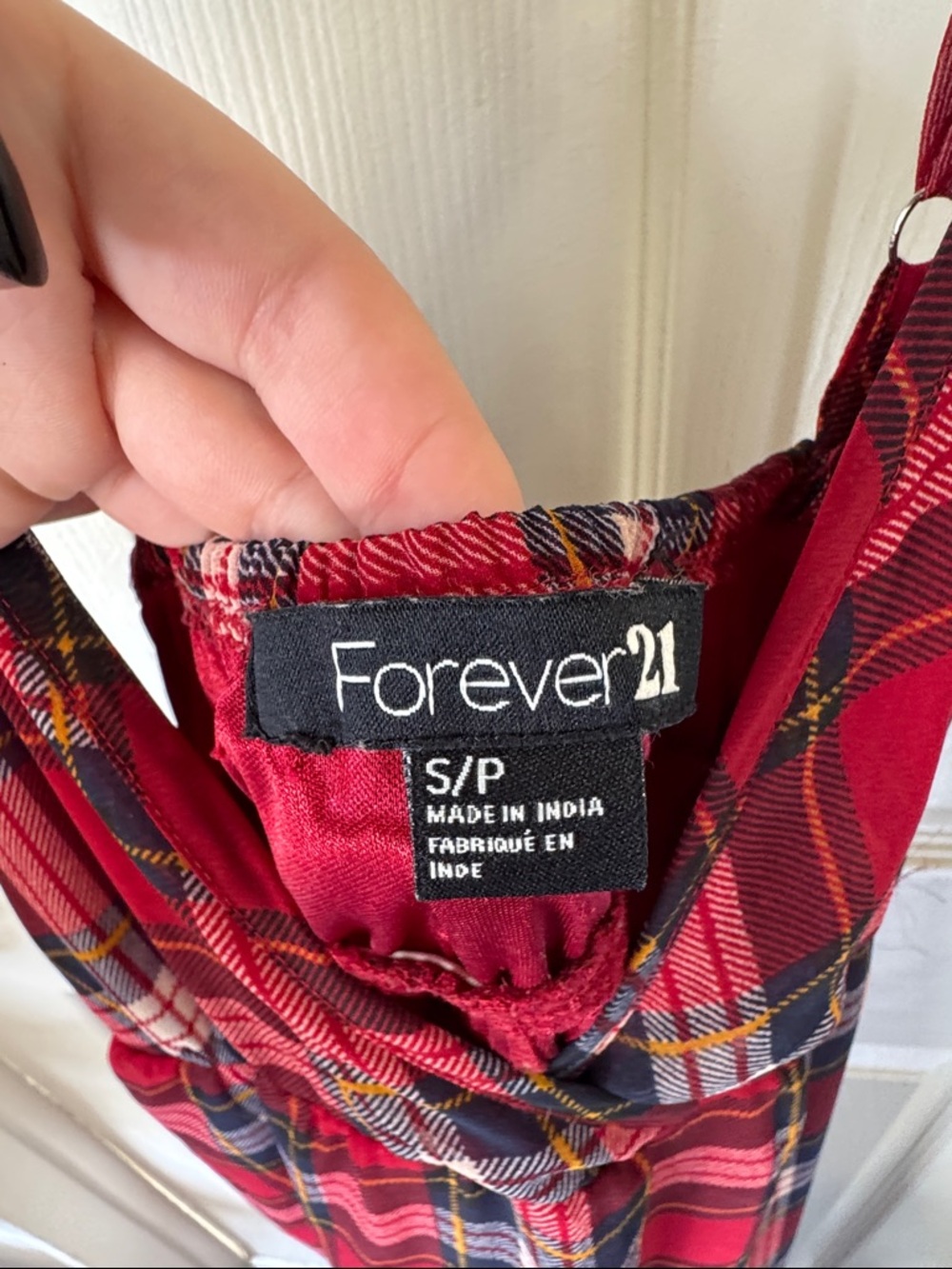 Forever 21 Red Plaid Maxi Dress with Adjustable Spaghetti Straps - Picture 3 of 3